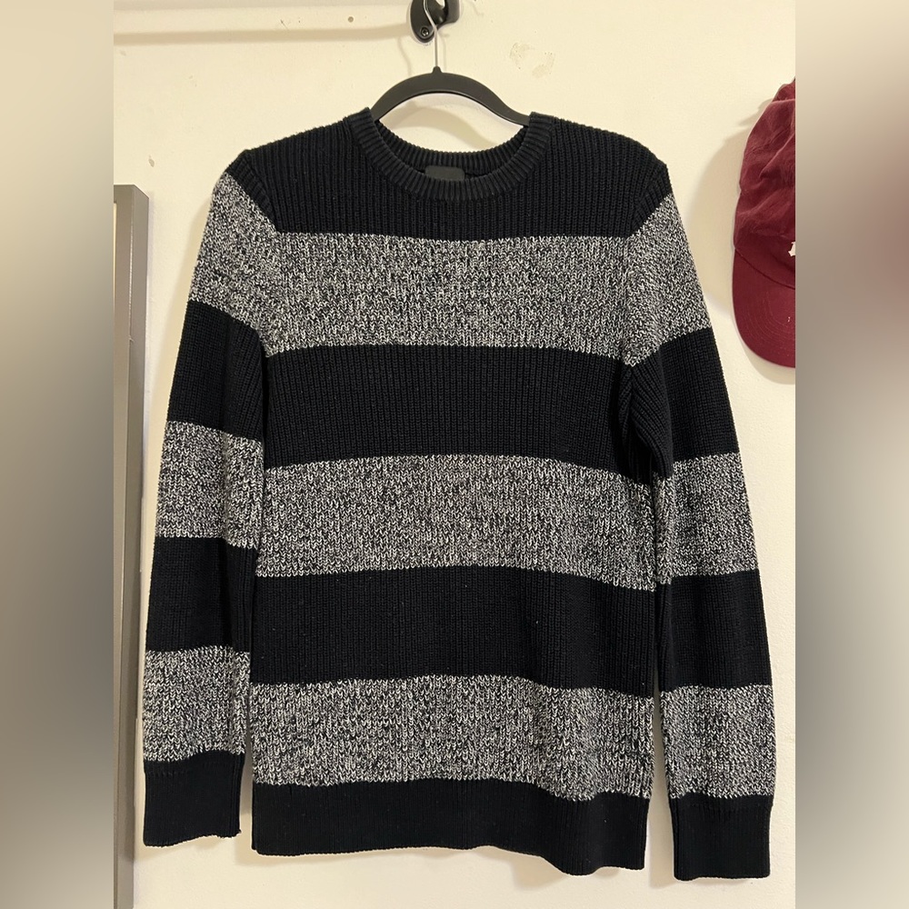 Textured blue striped crewneck sweater - Picture 5 of 5